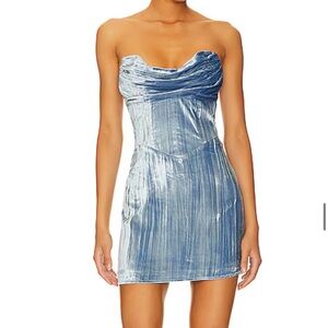 Elegant Blue Velvet Dress